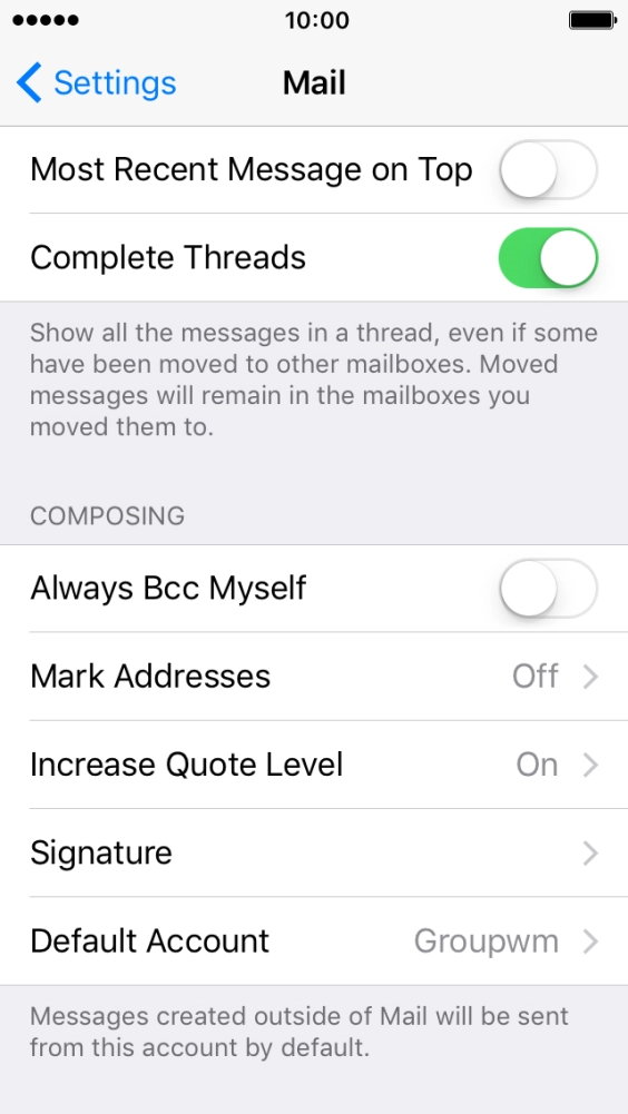 Press Default Account.