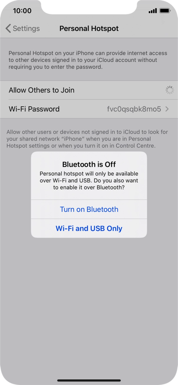 If Wi-Fi is turned on, press Wi-Fi and USB Only.