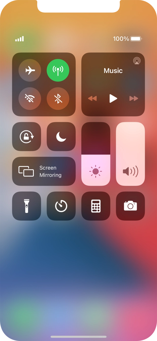 Press the required function to open an application or turn the function on or off.