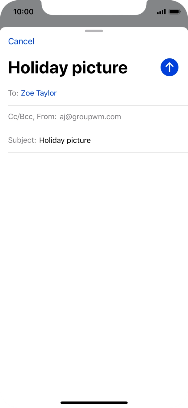 Press the text input field and write the text for your email.