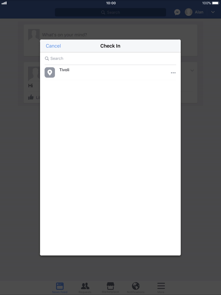 Press the search field.