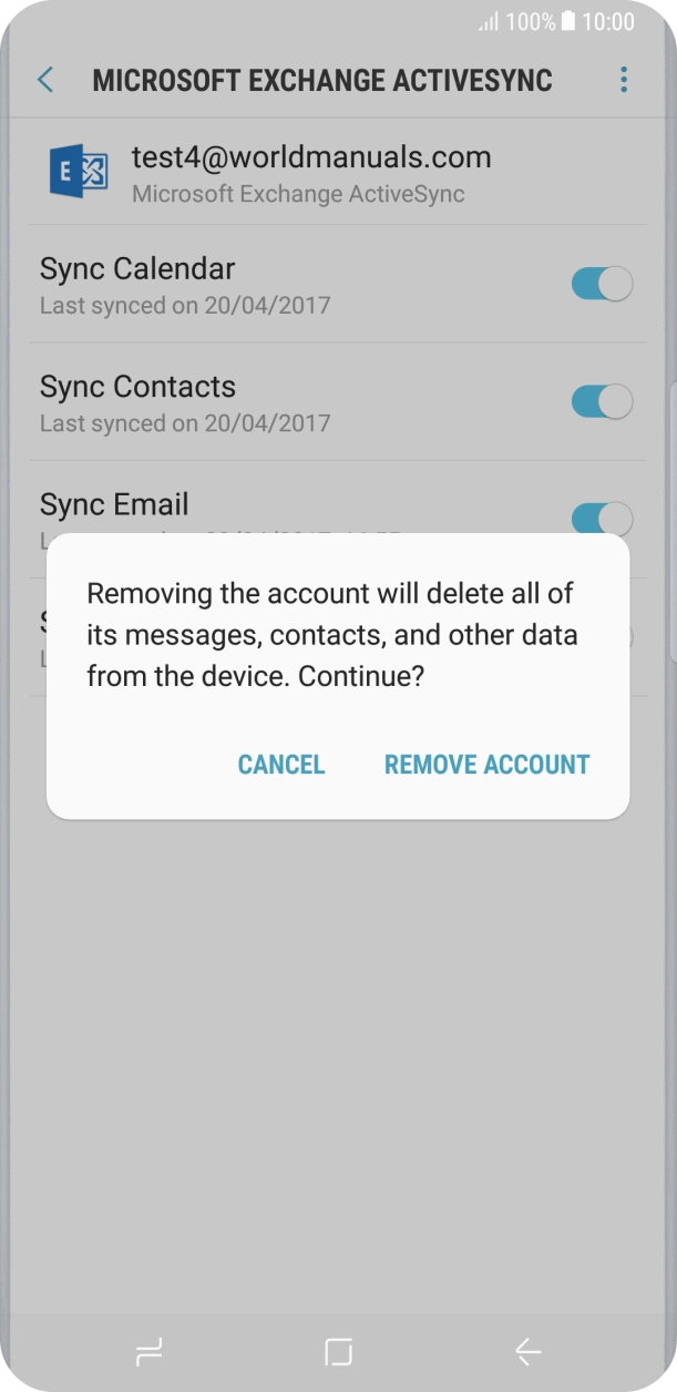 Press REMOVE ACCOUNT.