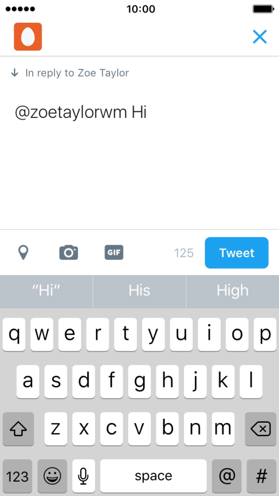 Write the required reply and press Tweet.