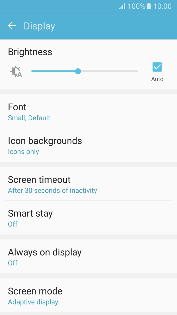 Press Screen timeout.