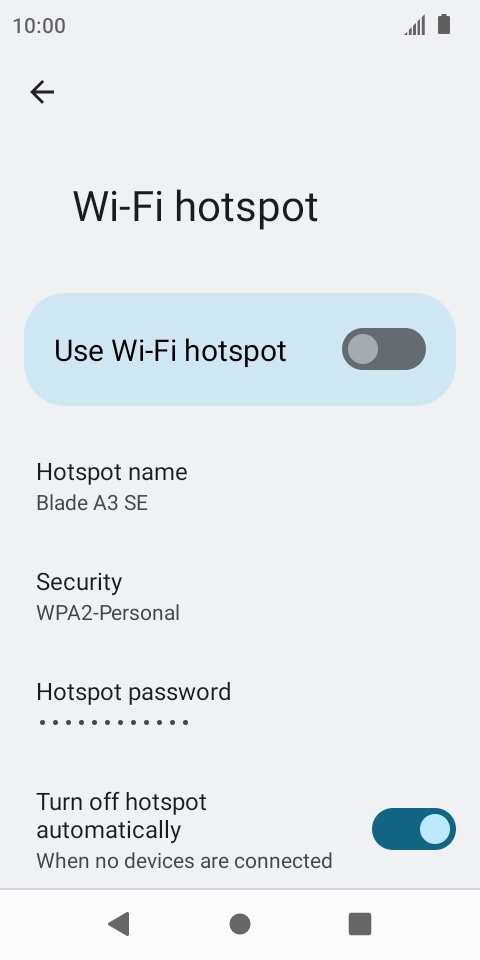 Press Hotspot name and key in the required name for the Wi-Fi hotspot.