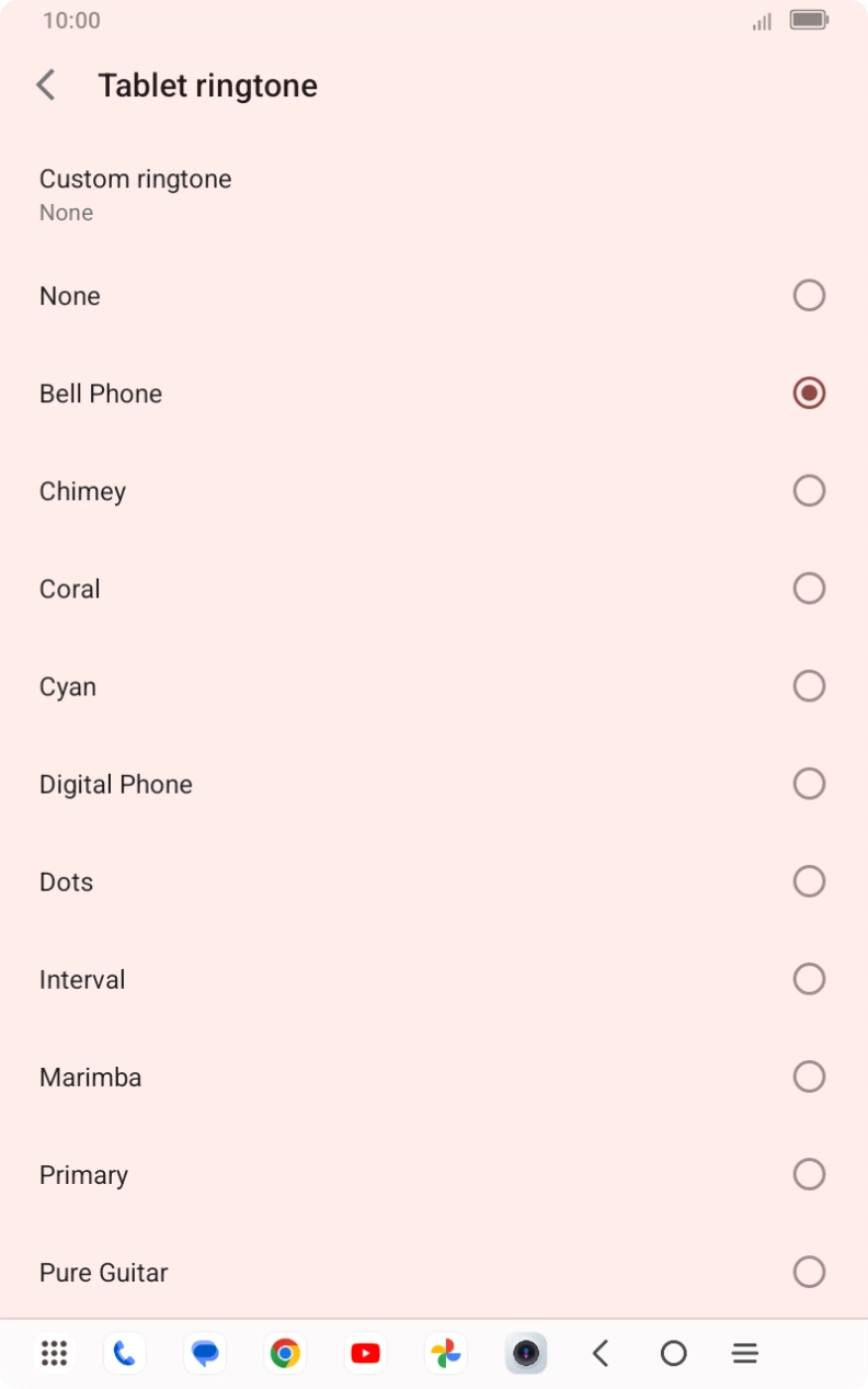Press the different ring tones to hear them.