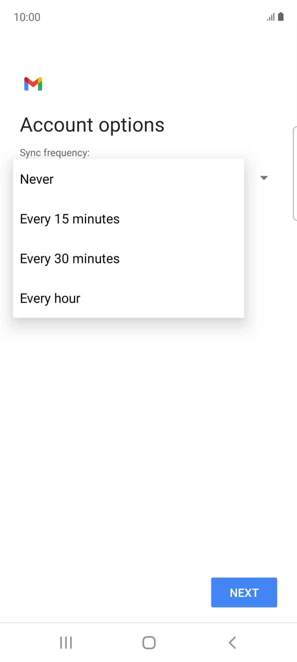Press the required setting.