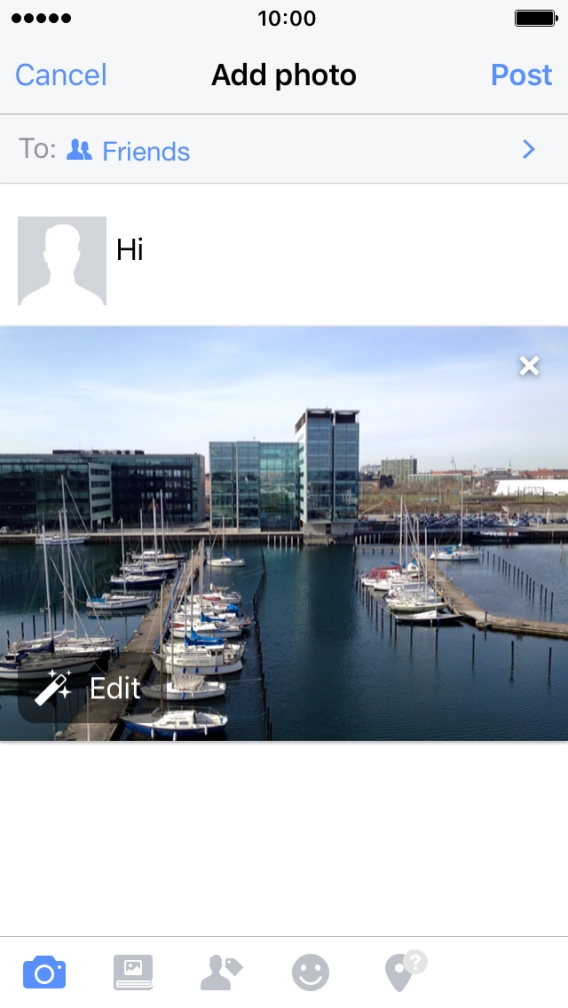 Write the required text and press Post.