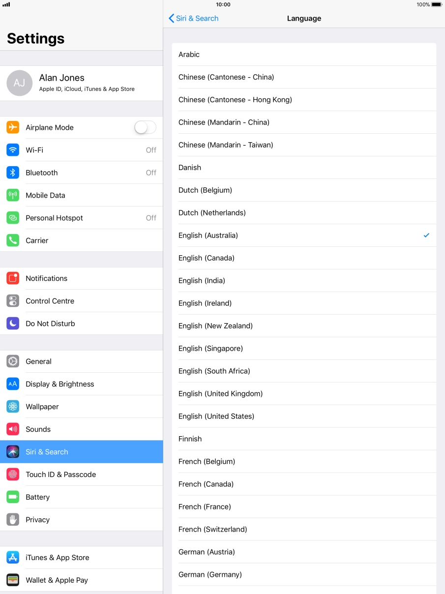 Press the required language.