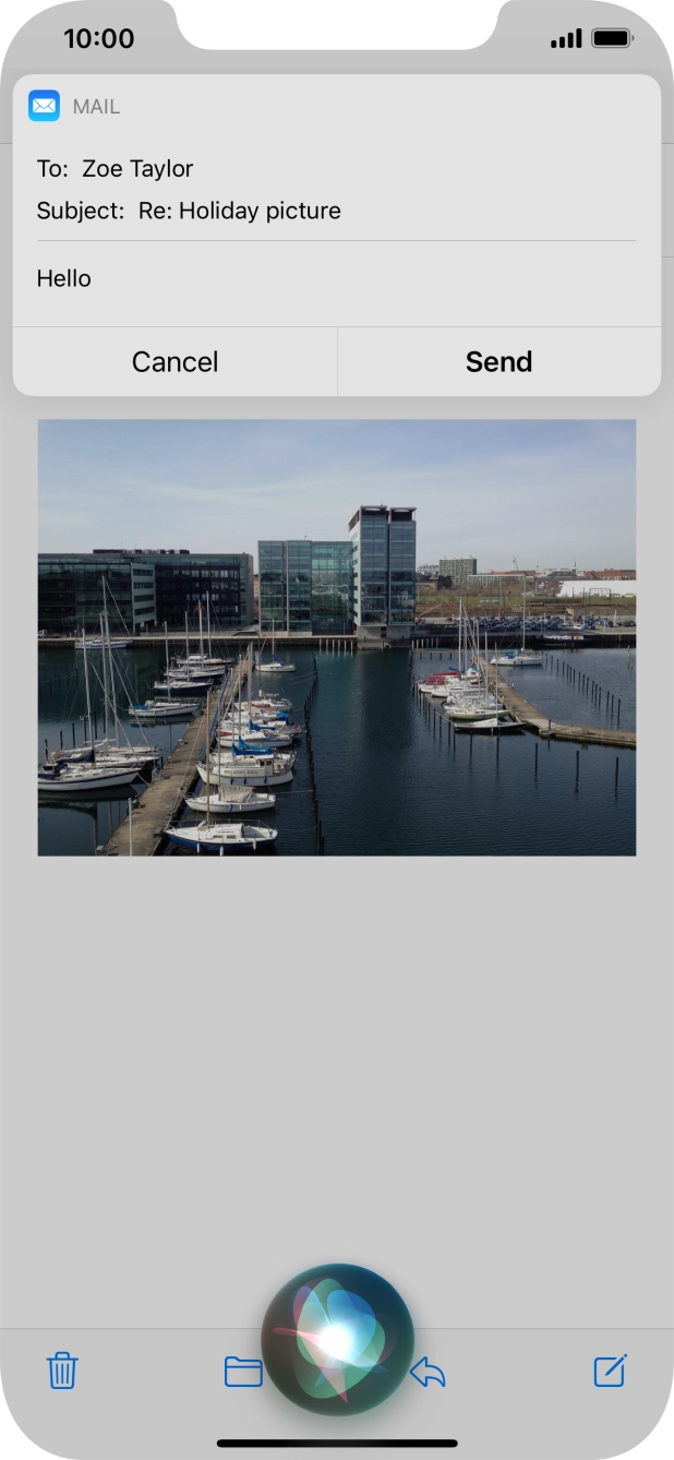 If an application is open on your phone, such as a Mail, you can also use the functions available here, e.g.: REPLY [text].