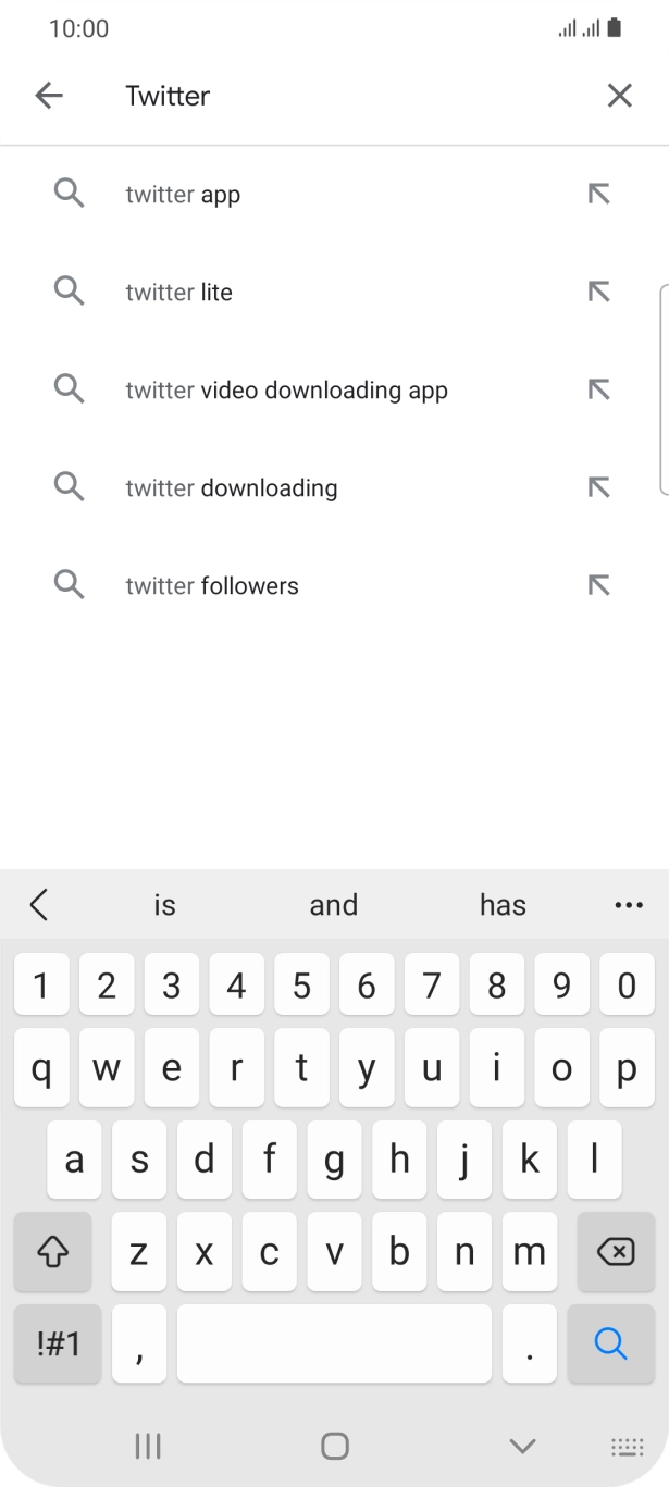 Key in Twitter and press the search icon.