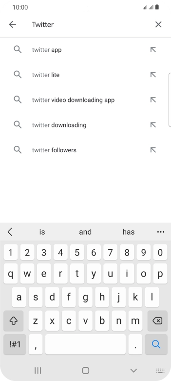 Key in Twitter and press the search icon.