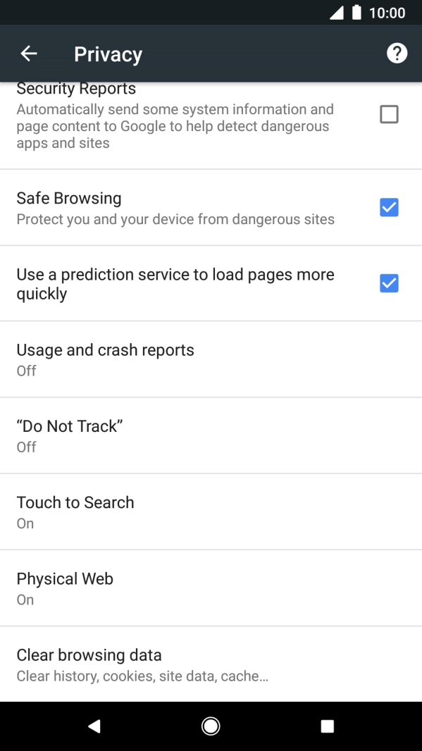 Press Clear browsing data.