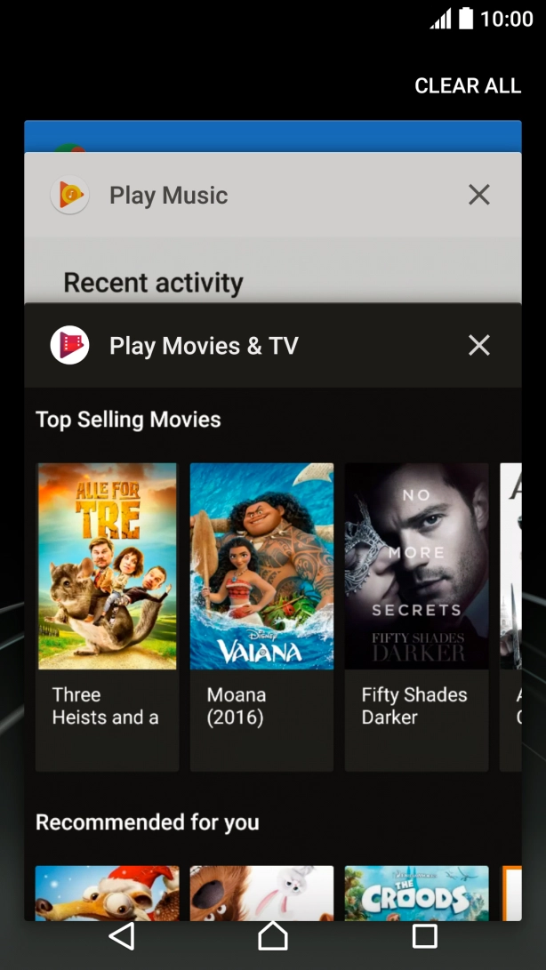 To end one running application, slide your finger right on the required application.