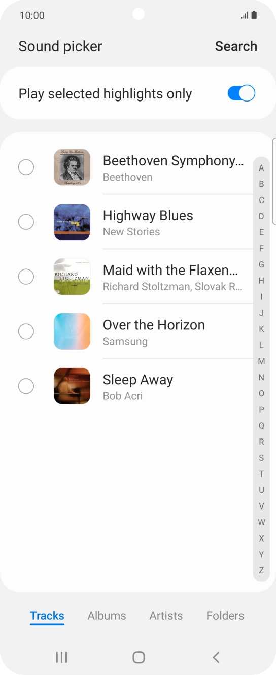 Press the different ring tones to hear them.
