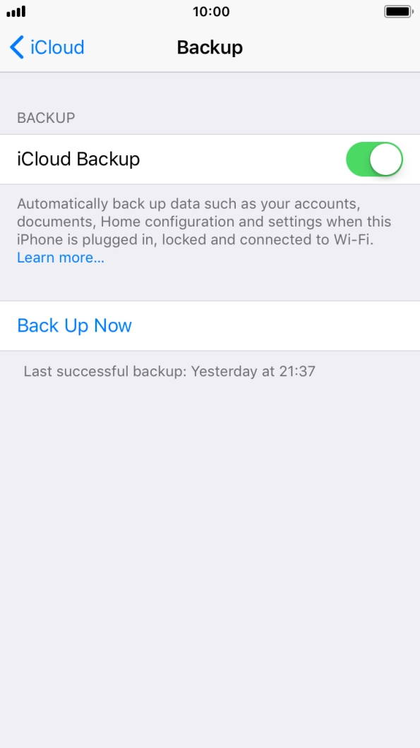 Press Back Up Now and wait while the phone memory is backed up.
