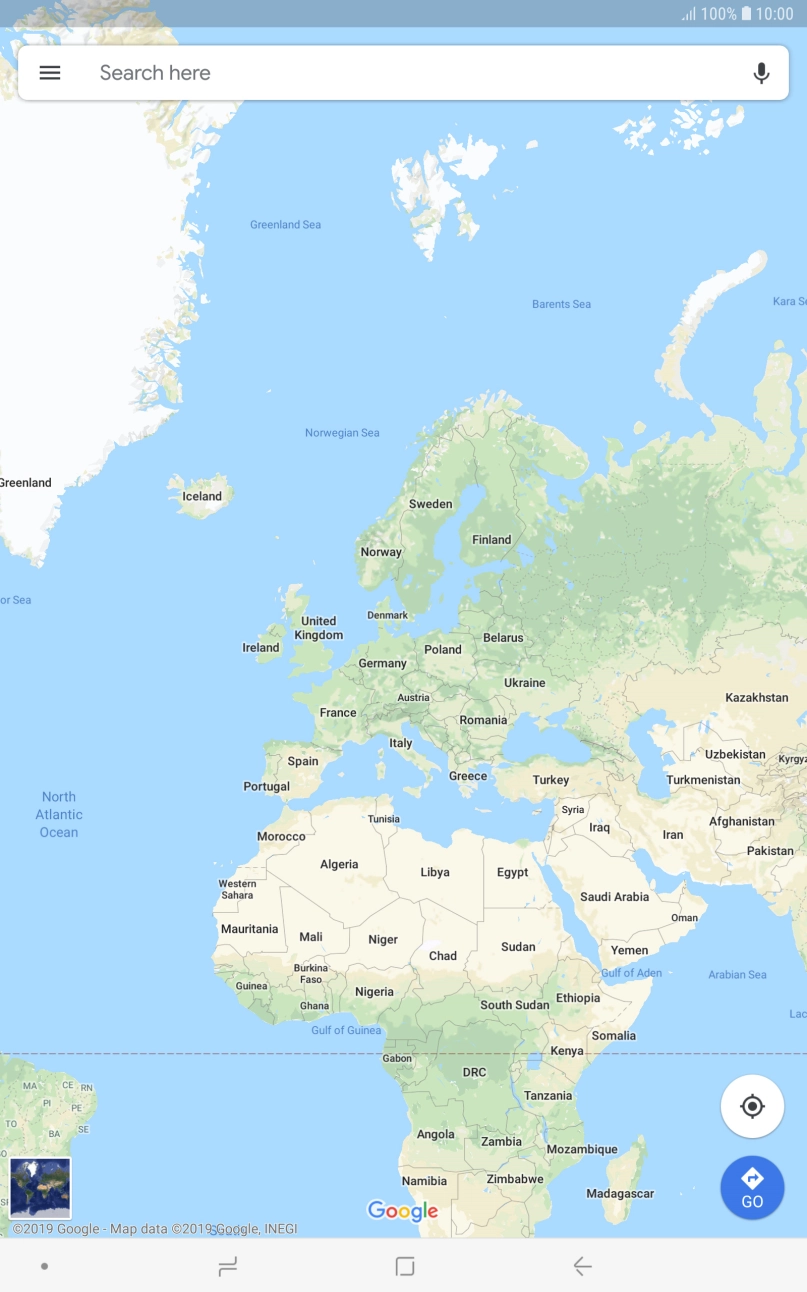 Press the search field and key in the required destination.