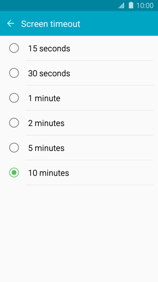Press the required setting.