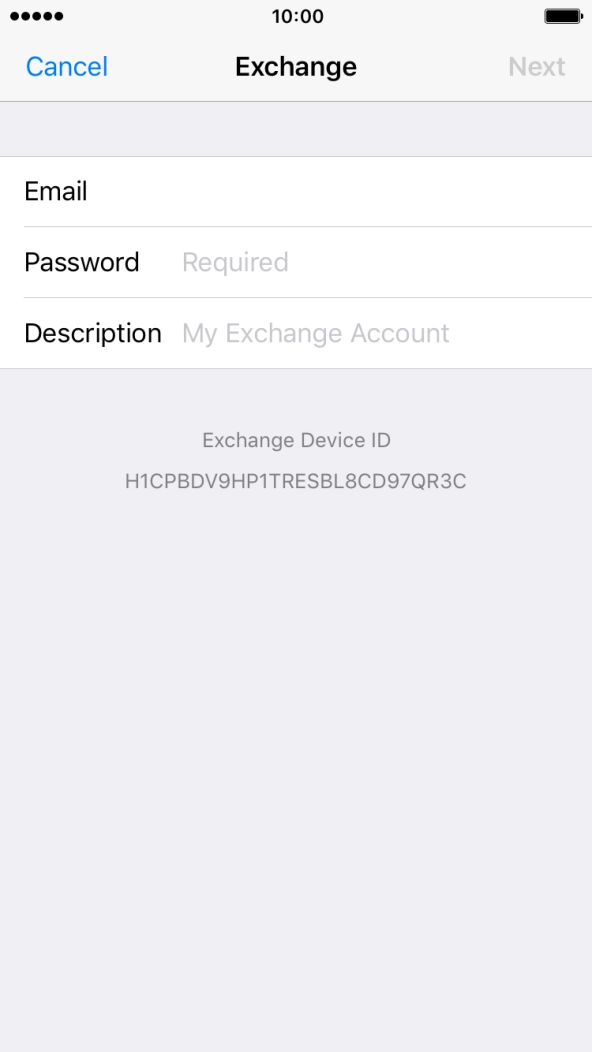 Press Password and key in the password for your email account.