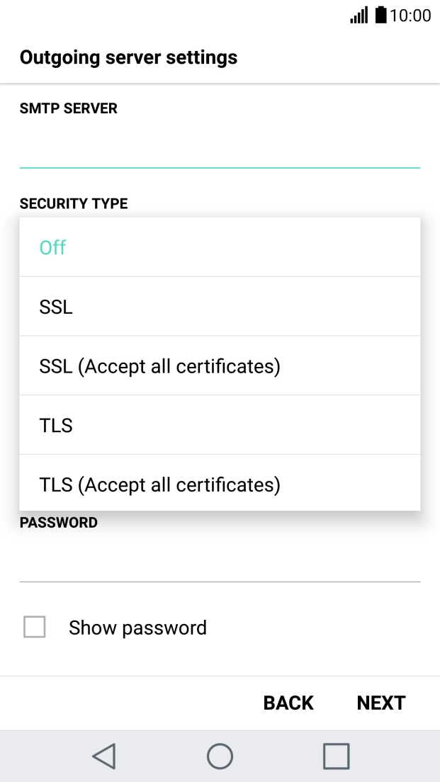 Press SSL (Accept all certificates) to turn on the function.