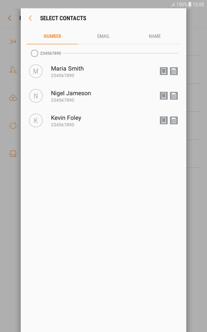 Press the field next to the number you want to use for merging the contacts.