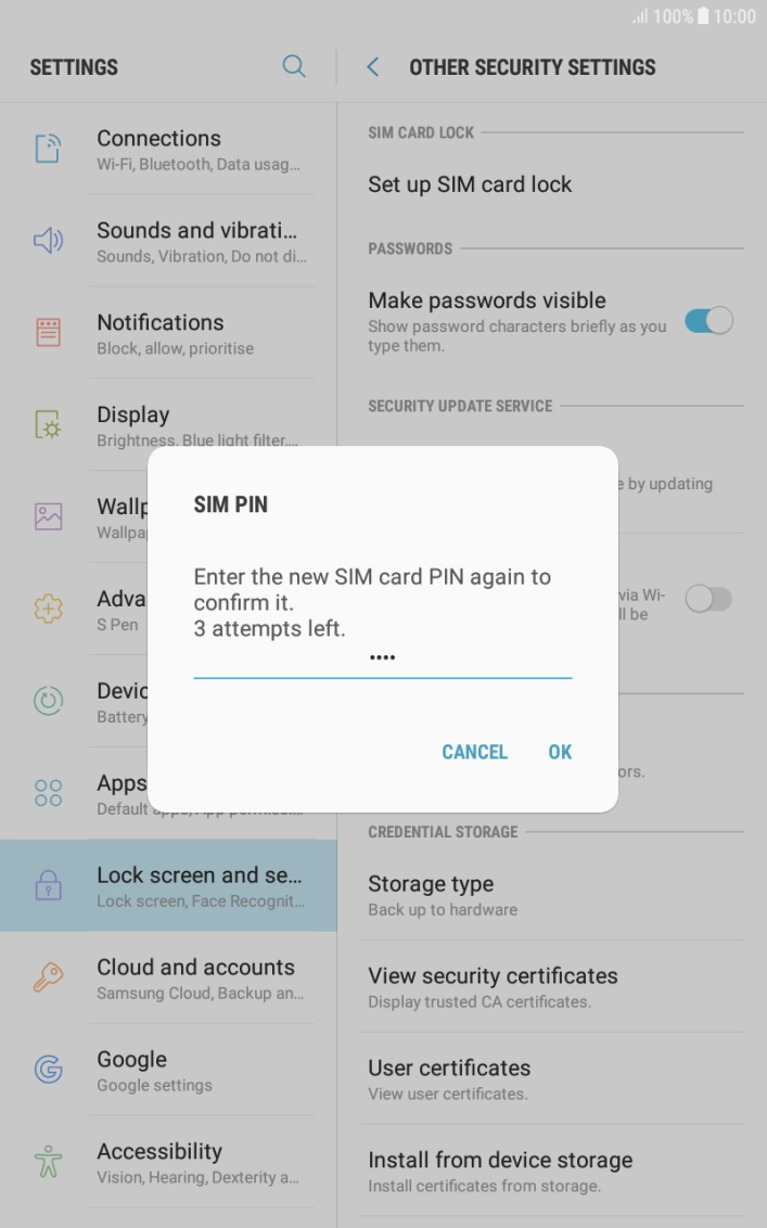 Key in the new PIN again and press OK. Key in the new PIN again and press OK.