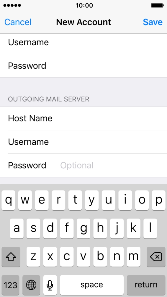 Press Password and key in the password for your email account.