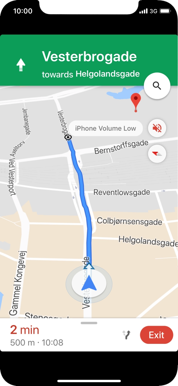 The travel information at the bottom of the screen shows your travel time, estimated time of arrival and distance to destination.