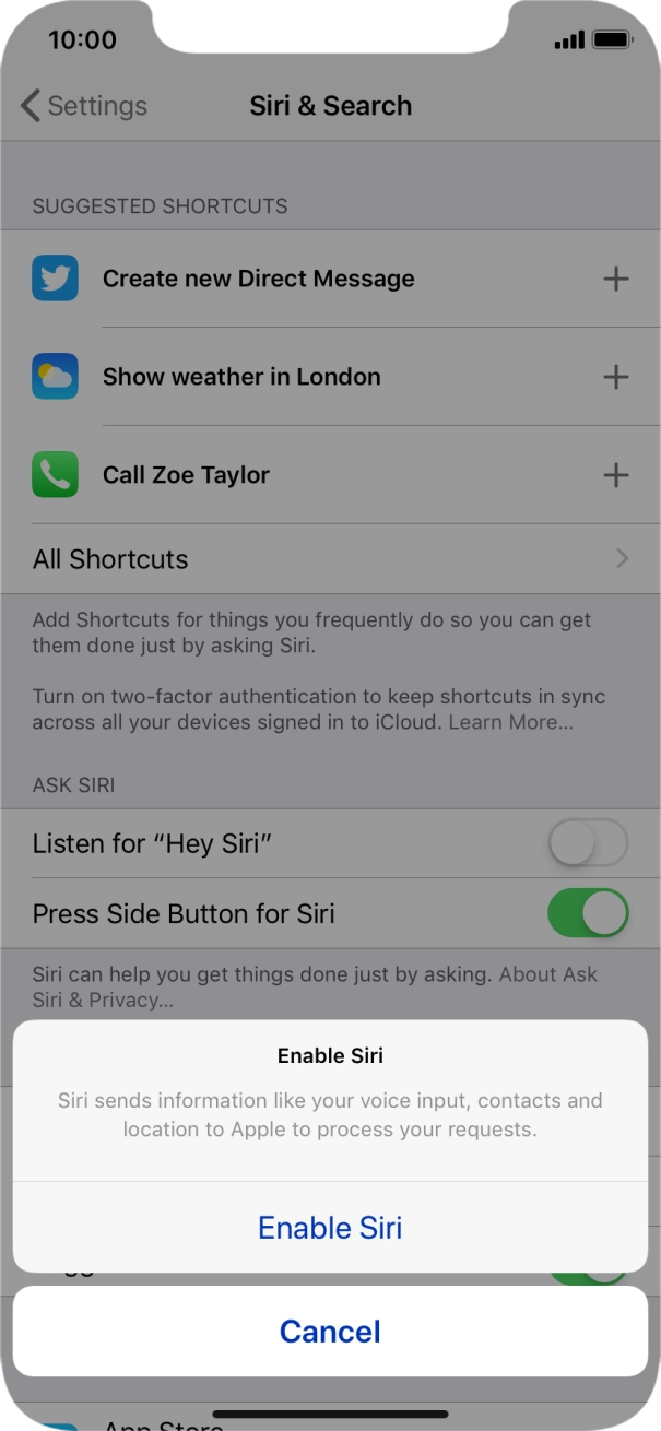 Press Enable Siri.