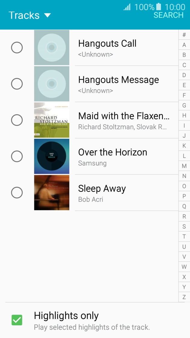 Press the different ring tones to hear them.