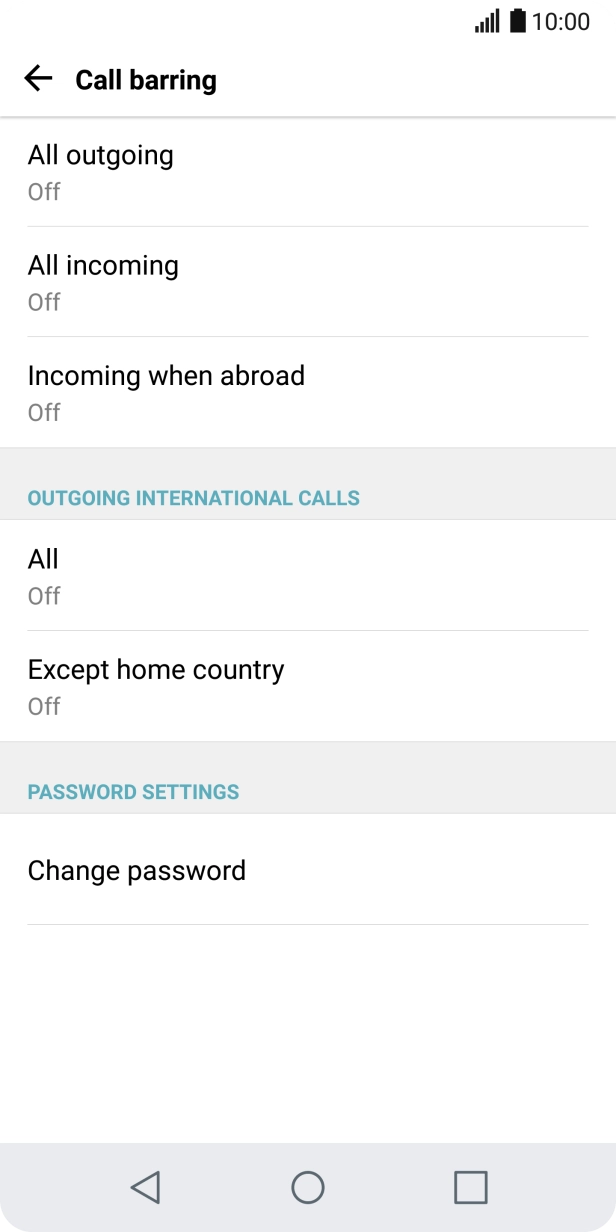 Press the required barring type.