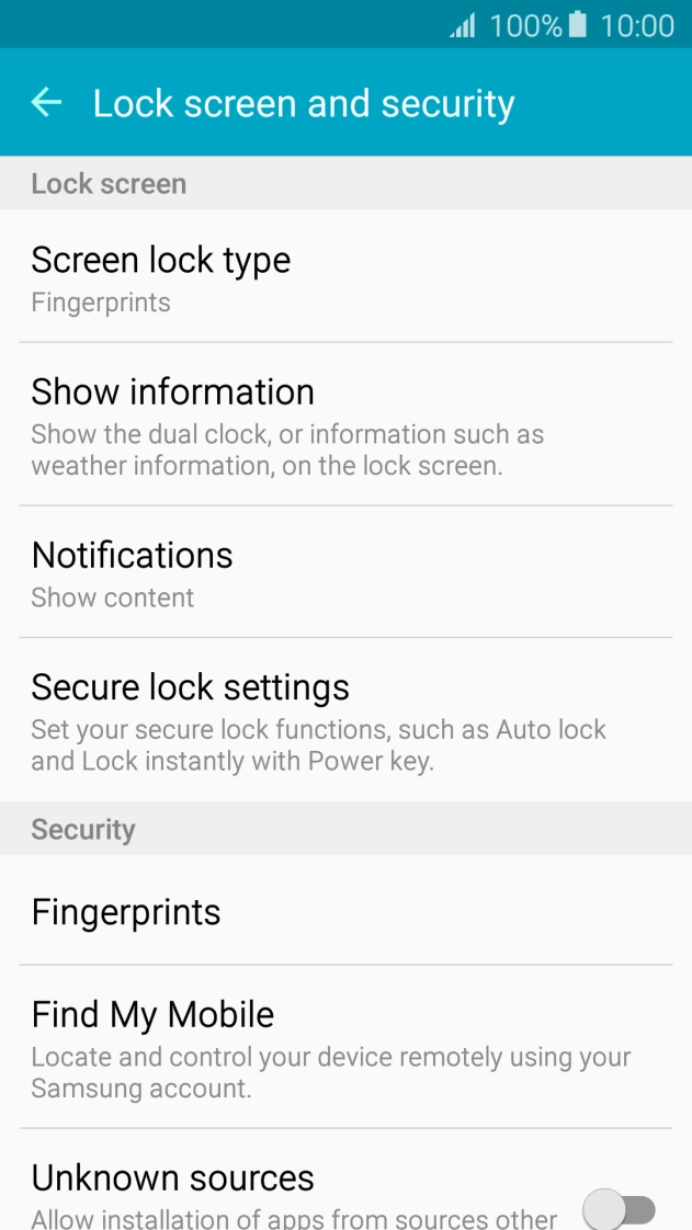 Press Screen lock type and key in the current phone lock code.