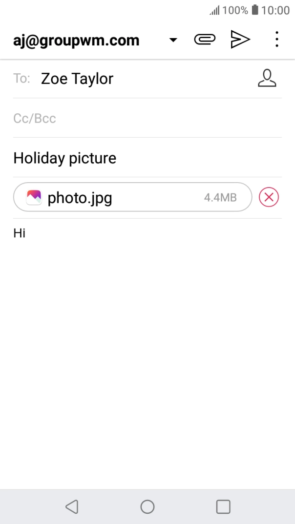 Press the send icon when you've finished your email.