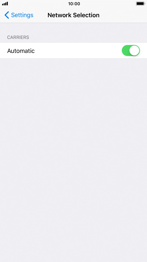 Press the indicator to turn automatic network selection on or off.