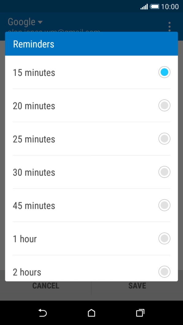 Press the required setting.