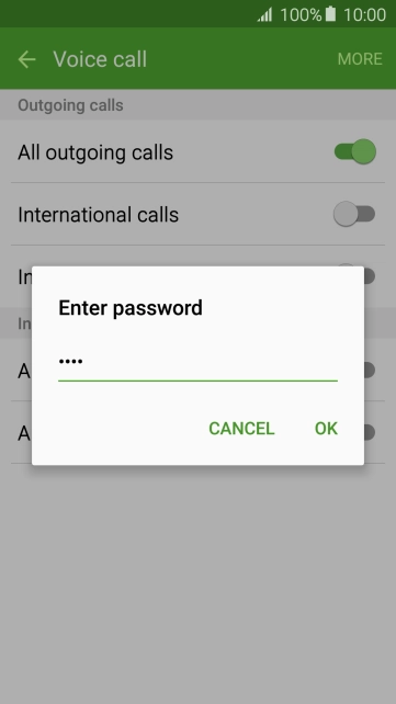 Key in your call barring password and press OK. Key in your call barring password and press OK.