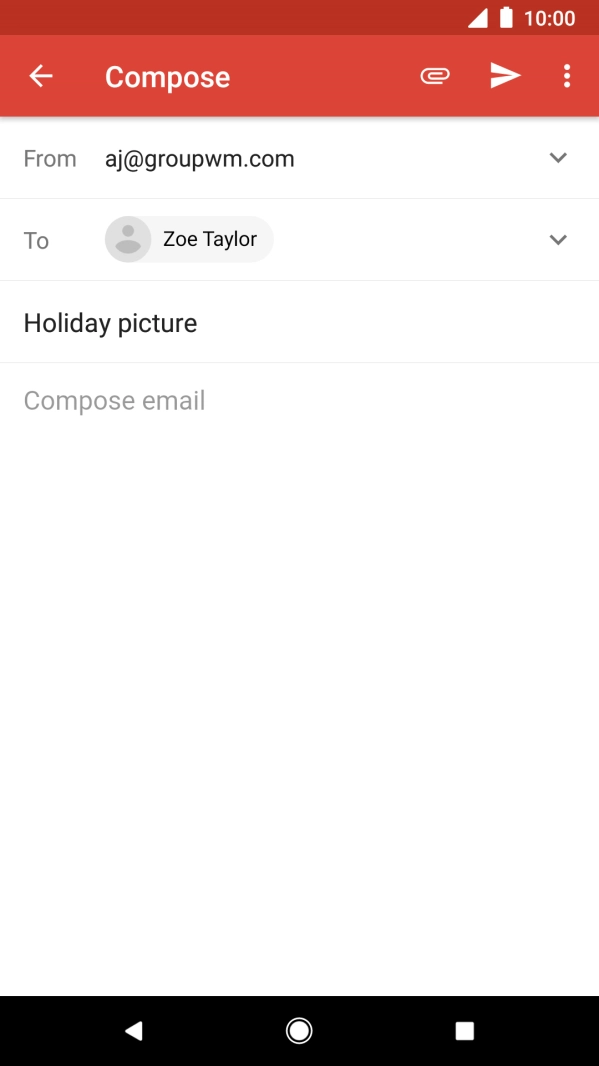 Press the text input field and write the text for your email.