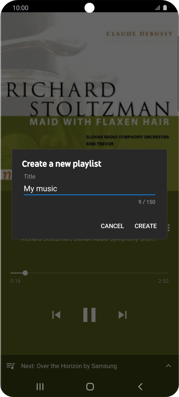 Key in a name for the playlist and press CREATE.