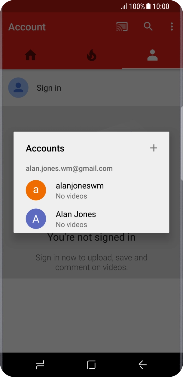 Press the required account.