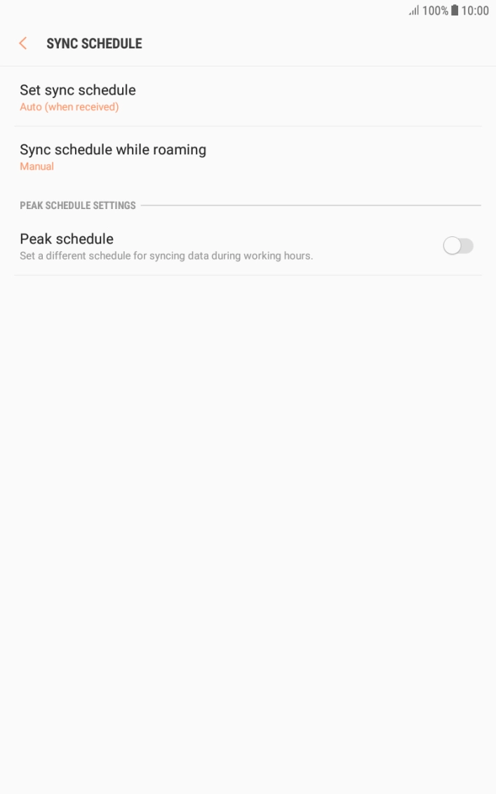 Press Set sync schedule. Press Set sync schedule.