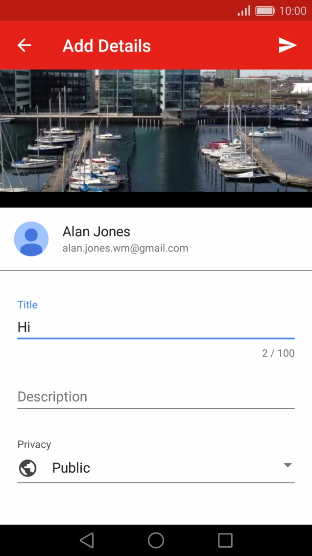 Key in the required text and press the upload icon.