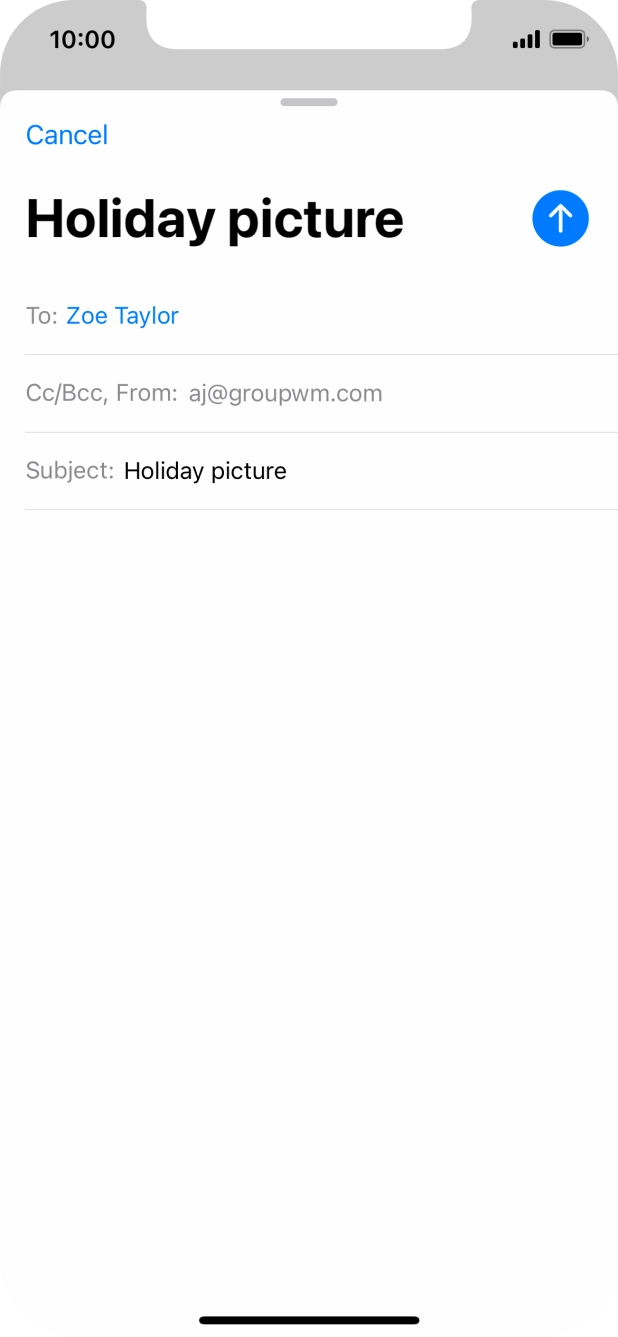Press the text input field and write the text for your email.