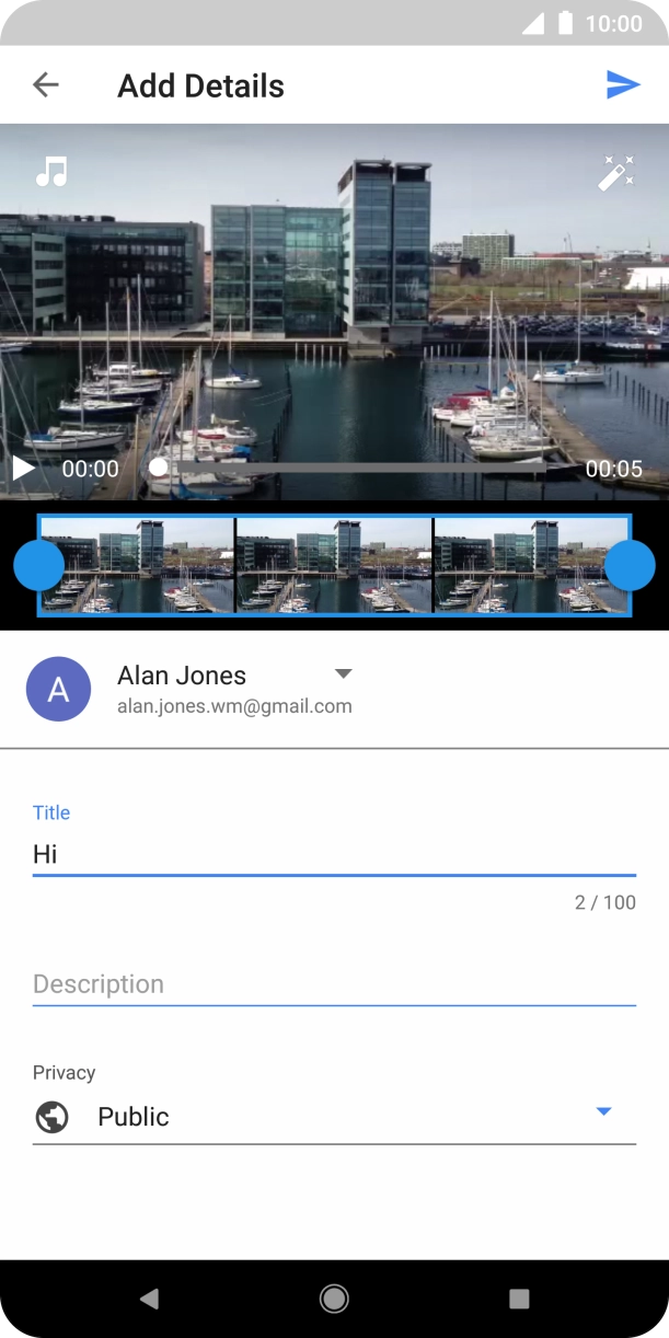 Key in the required text and press the upload icon.