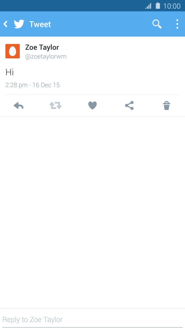 Press the reply icon. Press the reply icon.