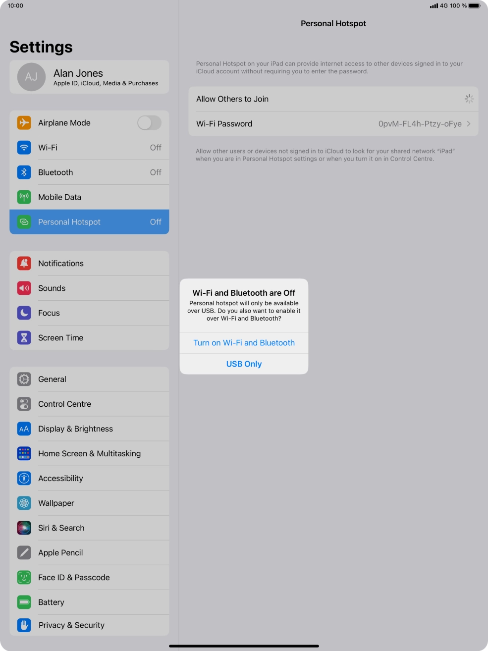 If Wi-Fi is turned off, press Turn on Wi-Fi and Bluetooth.