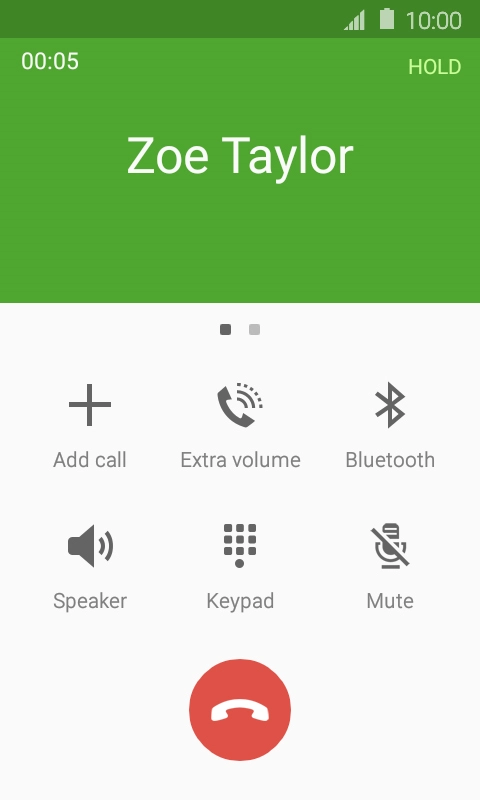 Press the end call icon.