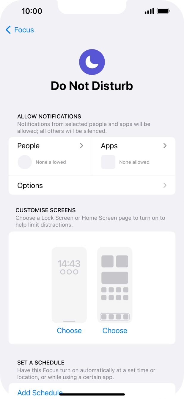 Press People and follow the instructions on the screen to select which contacts you would like to receive calls and notifications from when Do Not Disturb is turned on.