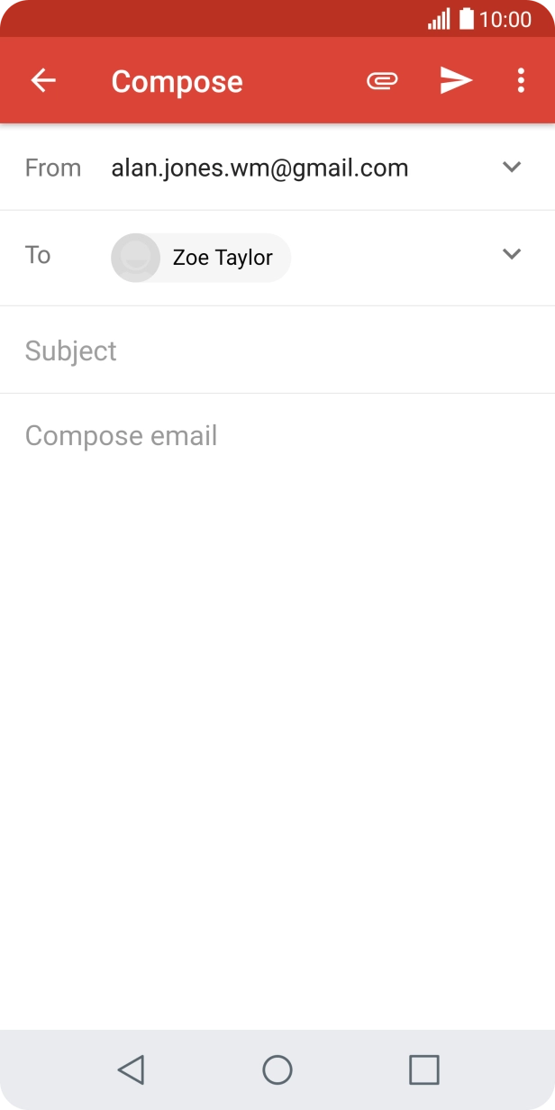Press Subject and key in a subject for the email.