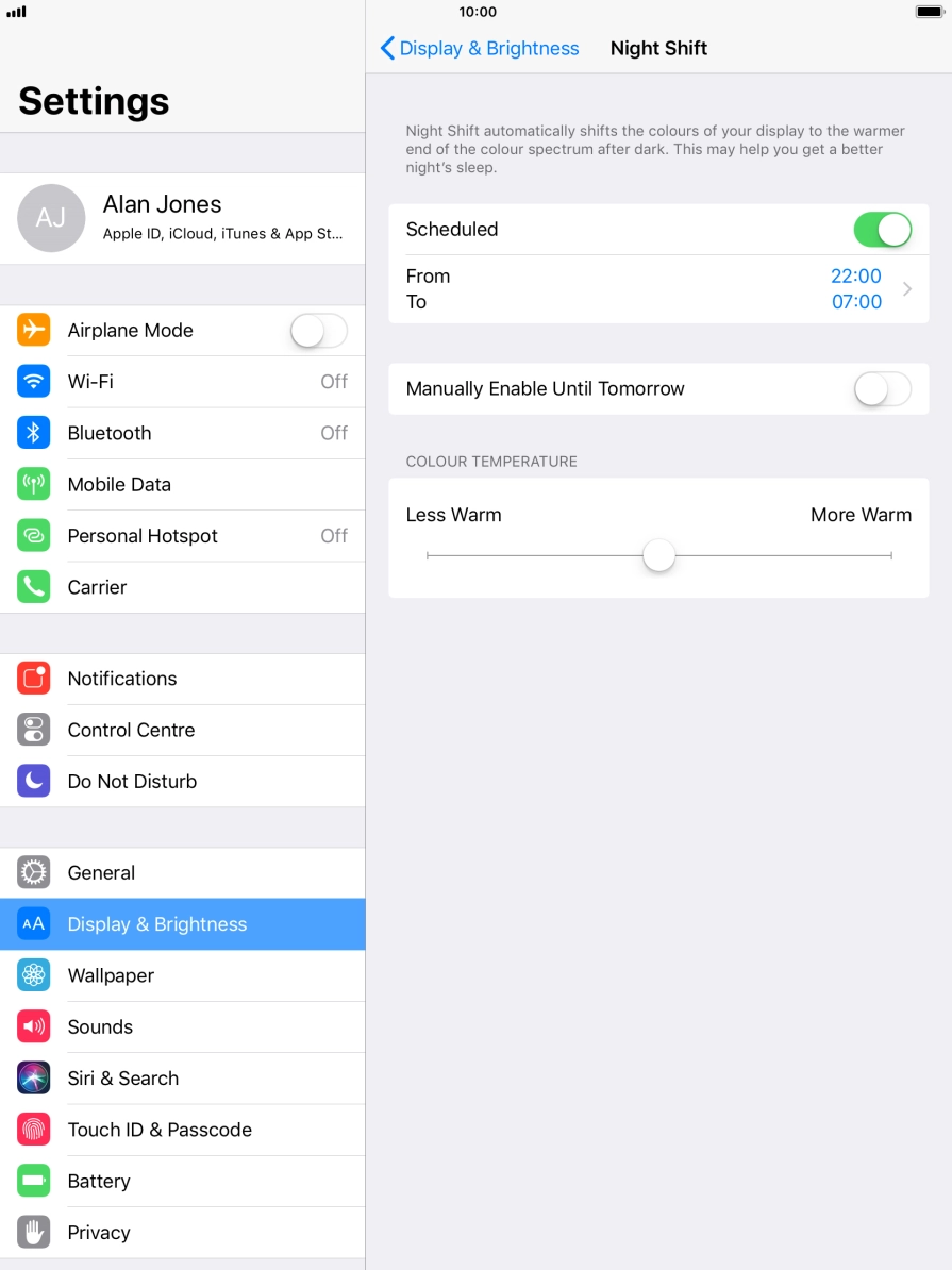 Press the indicator next to 
