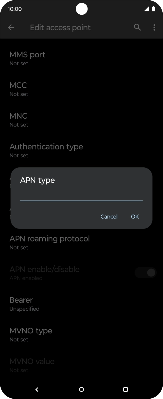 Key in default and press OK.